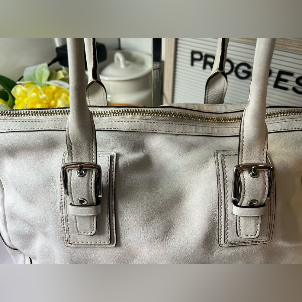 Coach Hampton F13811 | White Leather Satchel Bag | Bag Only | See Photos - Picture 2 of 16